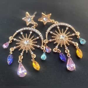 Gold-Tone Celestial Chandelier Drop Earrings